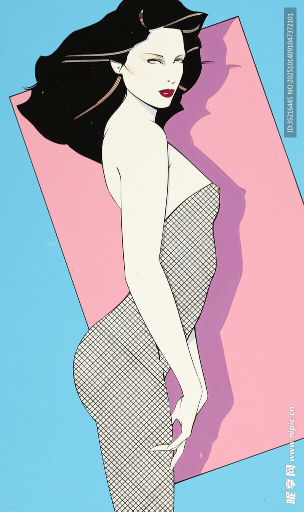 侧卧女性的时尚插画形象