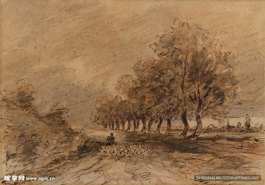 乡村林荫风景图