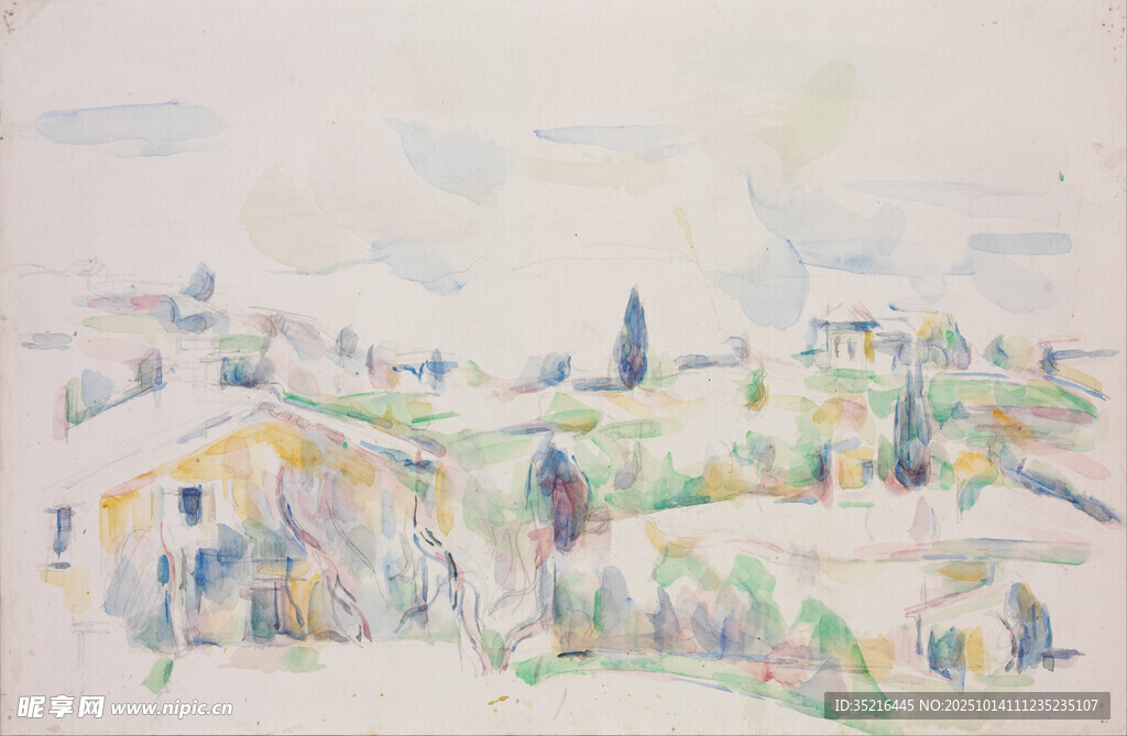 乡村风景水彩画