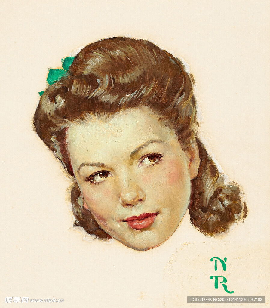 复古卷发女子头像