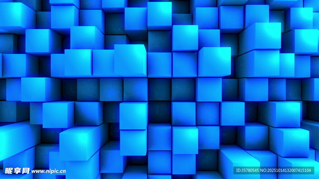 蓝色立体方块背景纹理