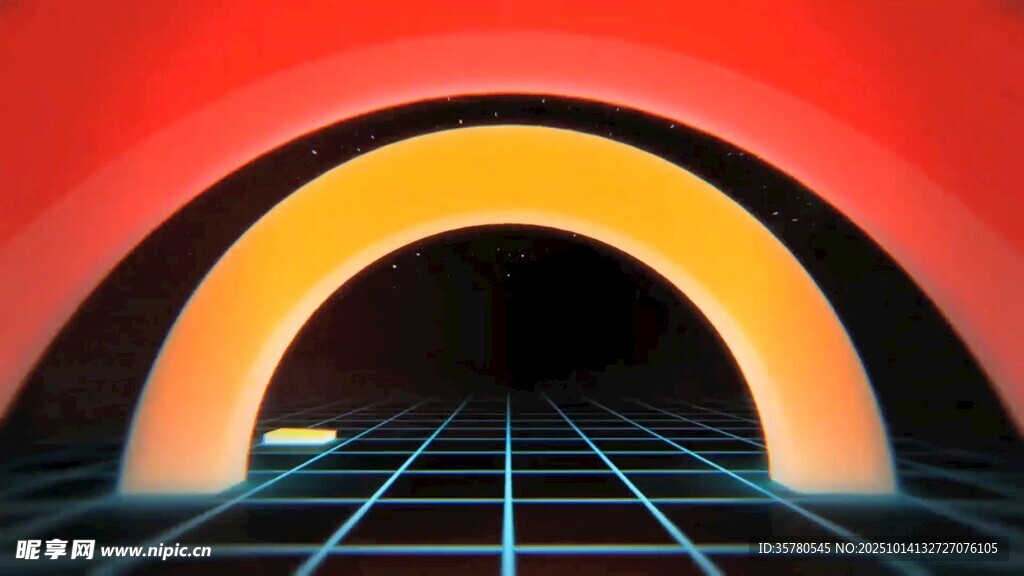 霓虹拱形通道科技风场景