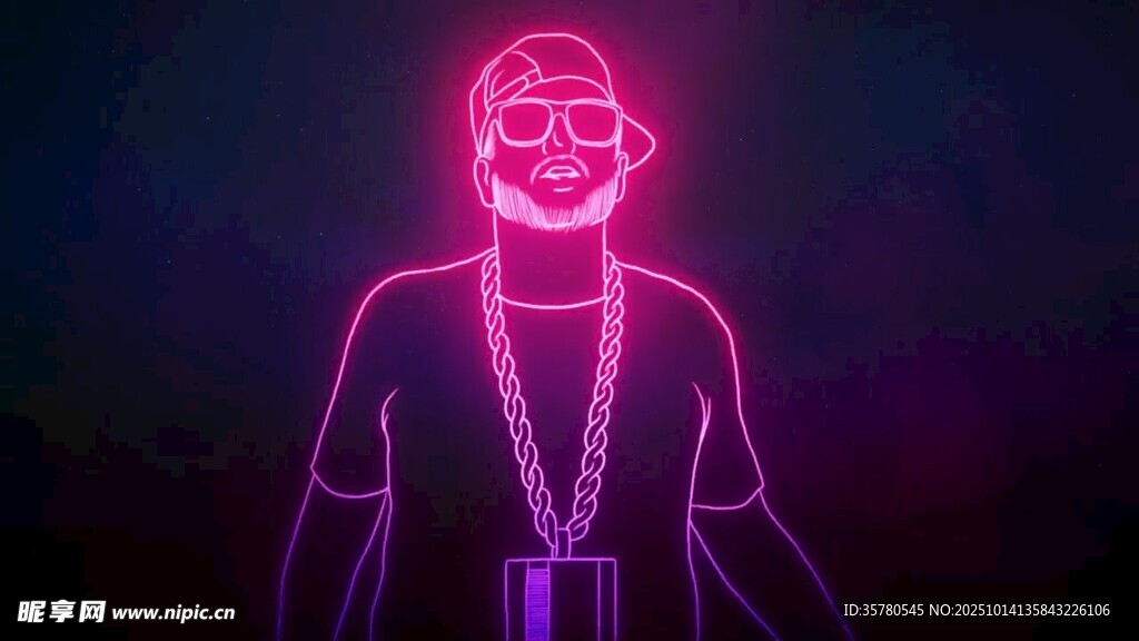 霓虹风格卡通人物形象