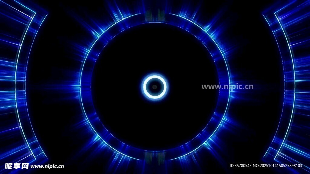 蓝色科技感环形光效图案
