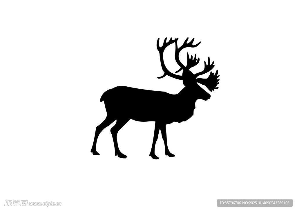 黑色麋鹿剪影