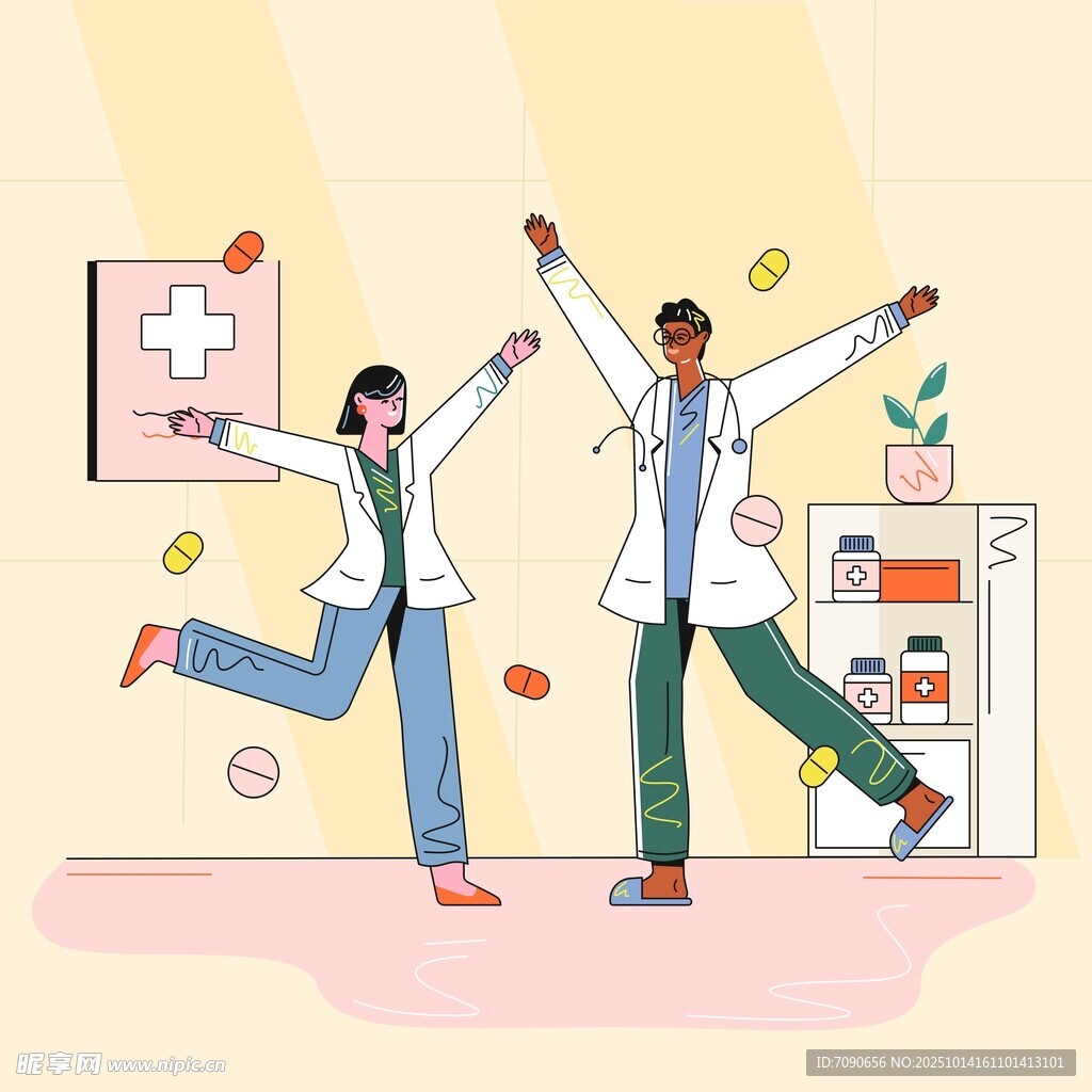 医护人员欢乐庆祝时刻