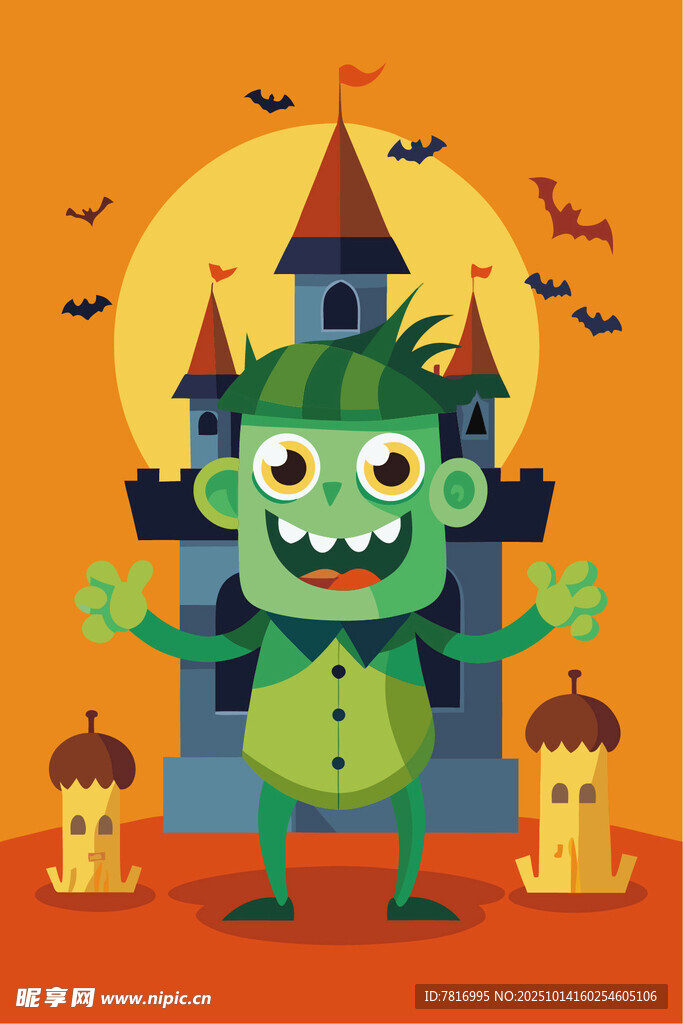 可爱小怪兽的万圣夜场景