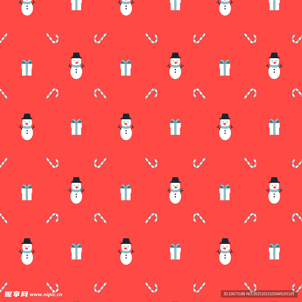 红色圣诞雪人图案背景