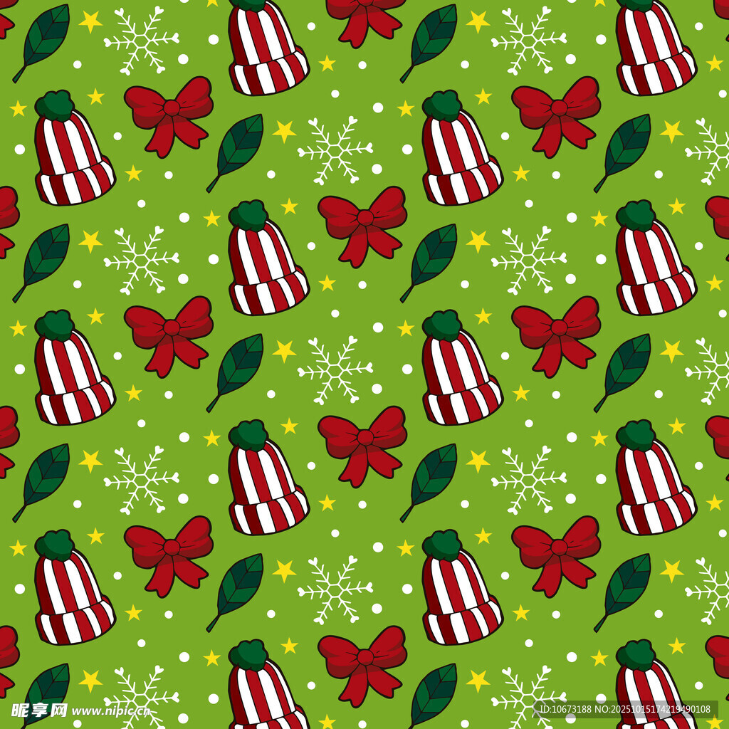 圣诞风铃铛蝴蝶绿叶图案