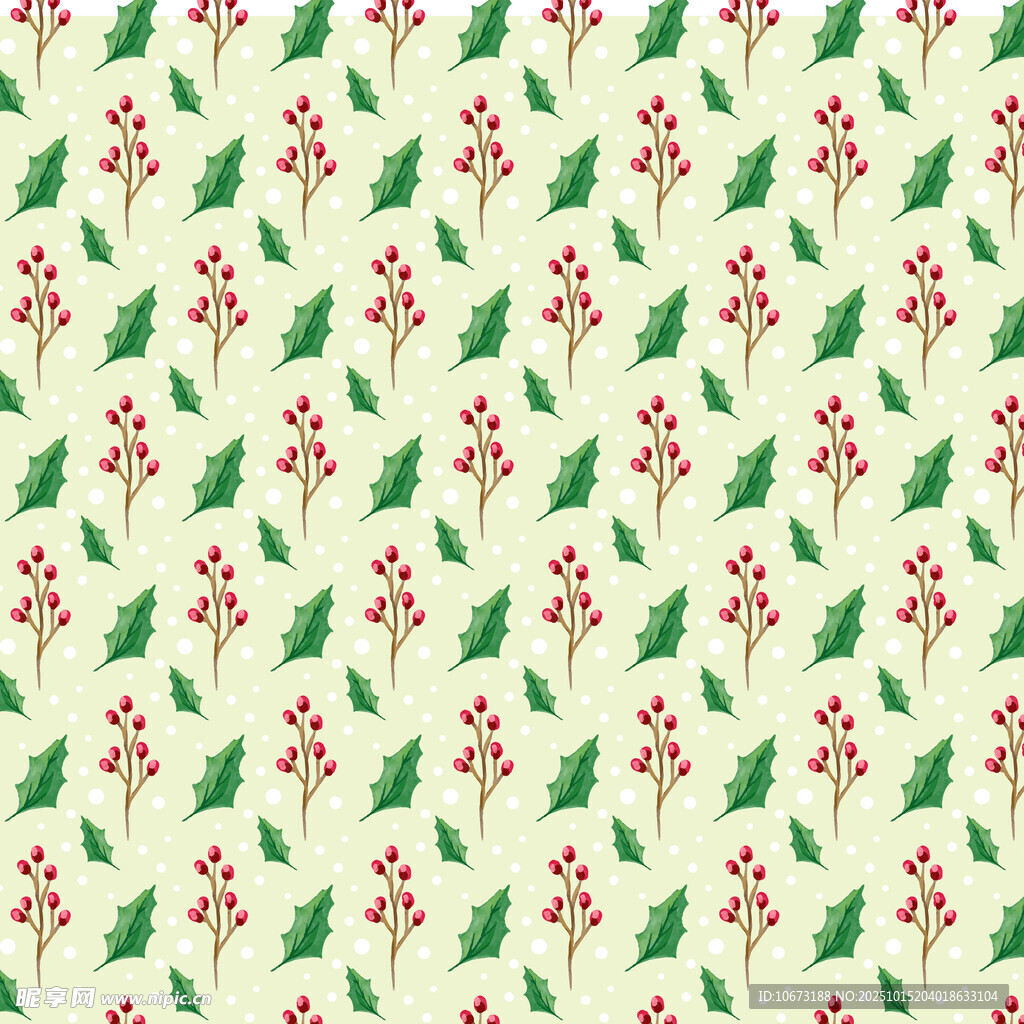圣诞冬青叶浆果图案背景