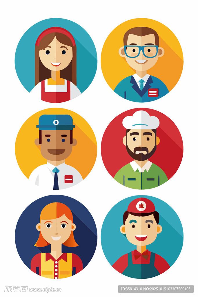 多彩卡通人物头像集合