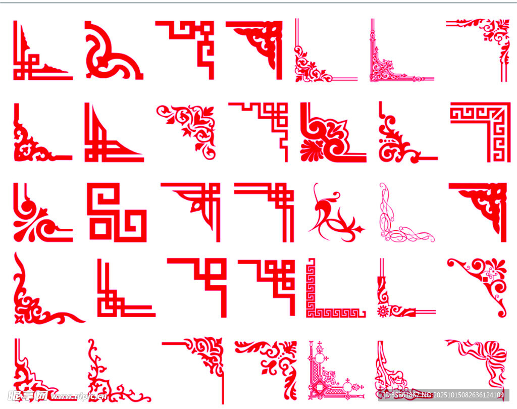 中式传统红色几何图案元素