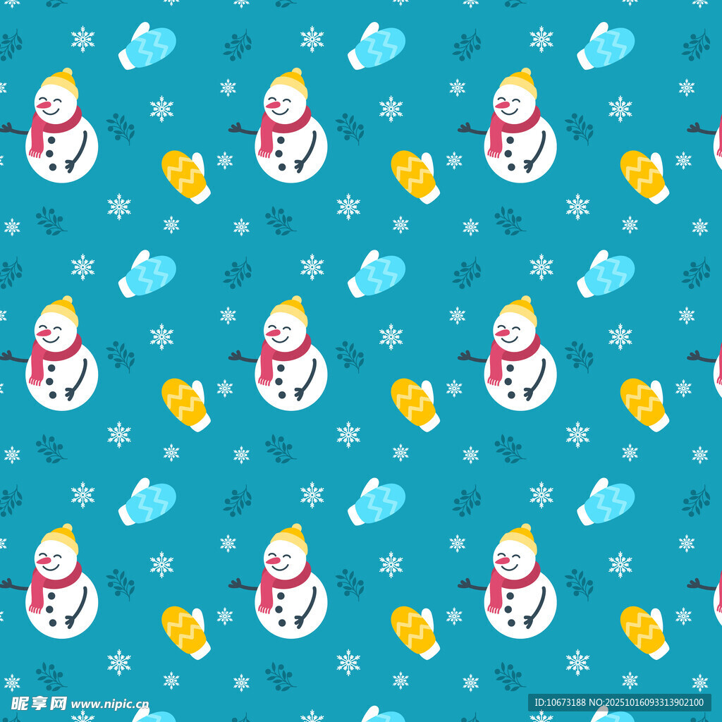 蓝色背景雪人图案设计