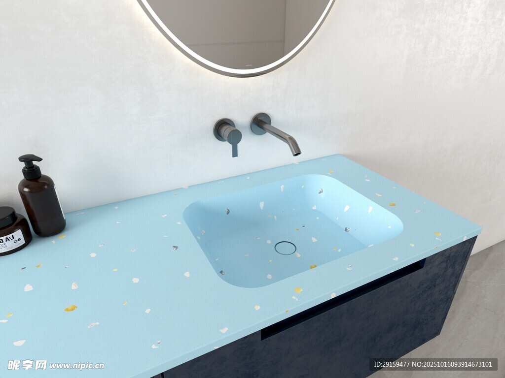 简约蓝色洗手台设计
