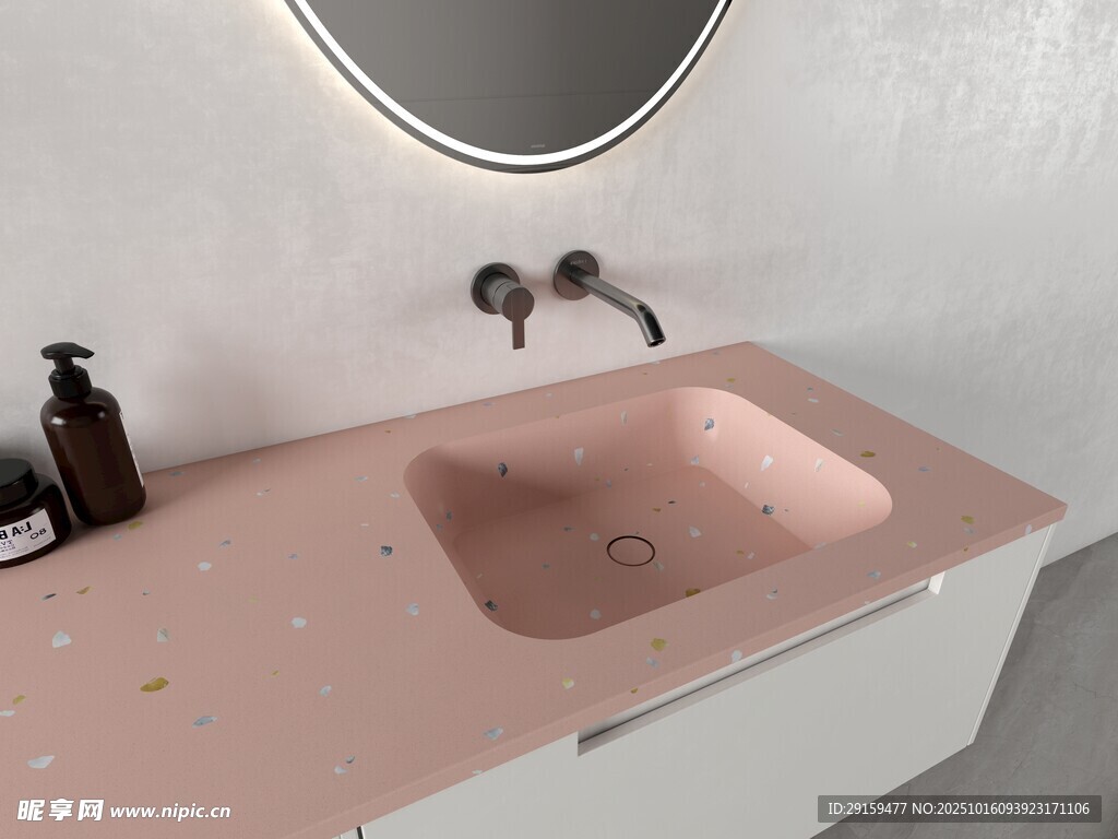 粉色洗手台