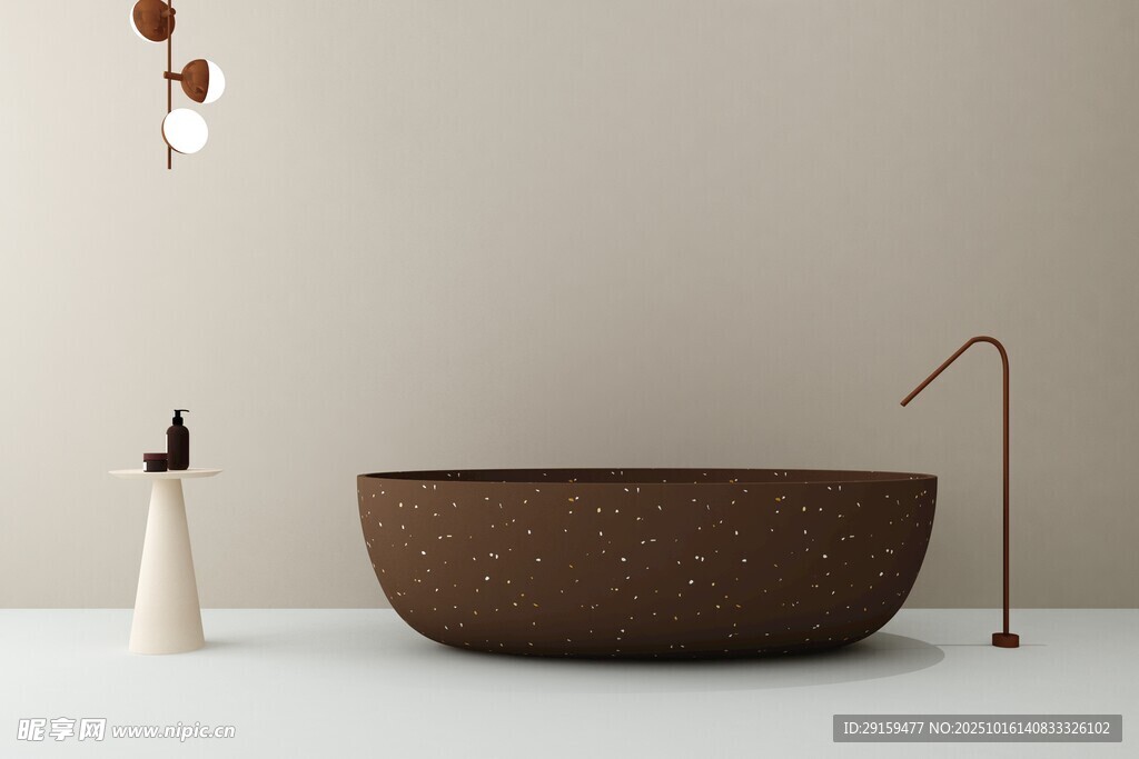 简约风格棕色独立式浴缸