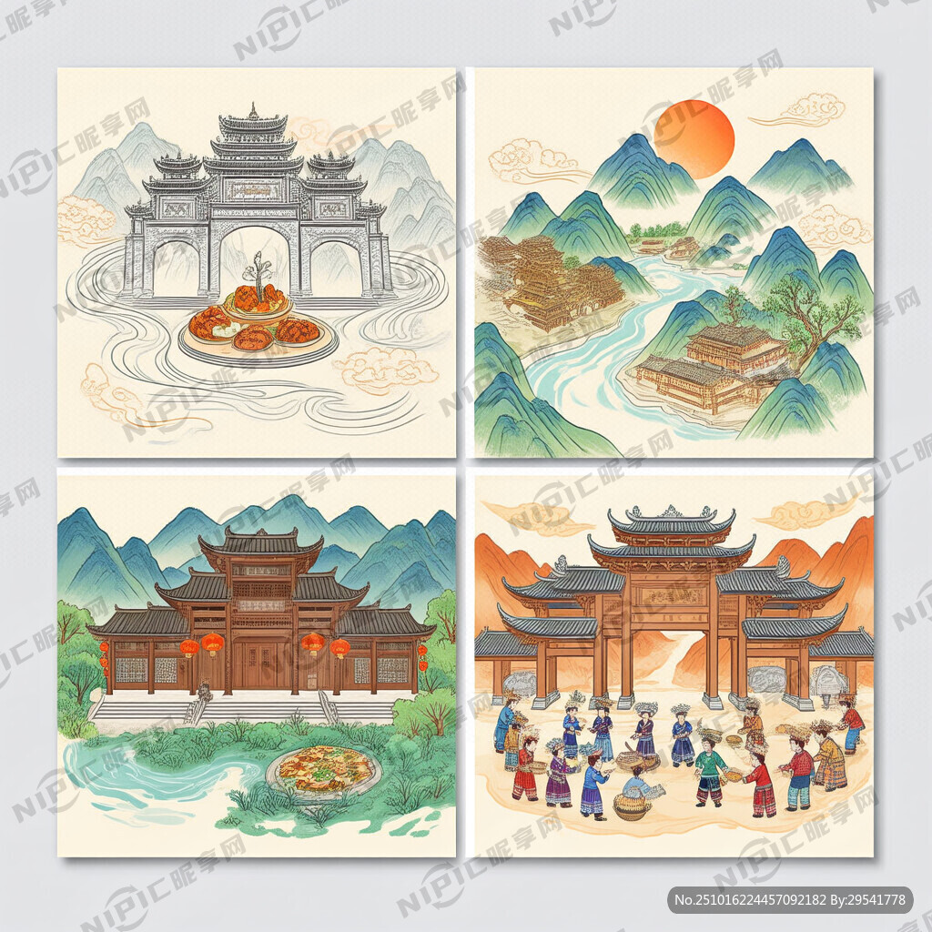 巴风賨韵·安逸达州为主题线条图