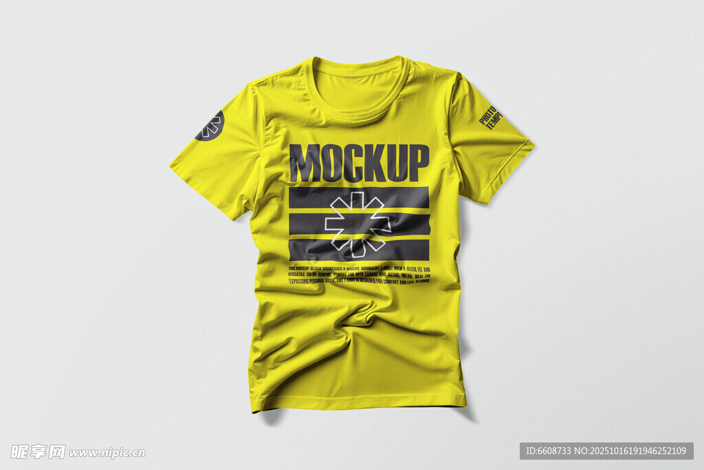 黄色印花短袖T恤