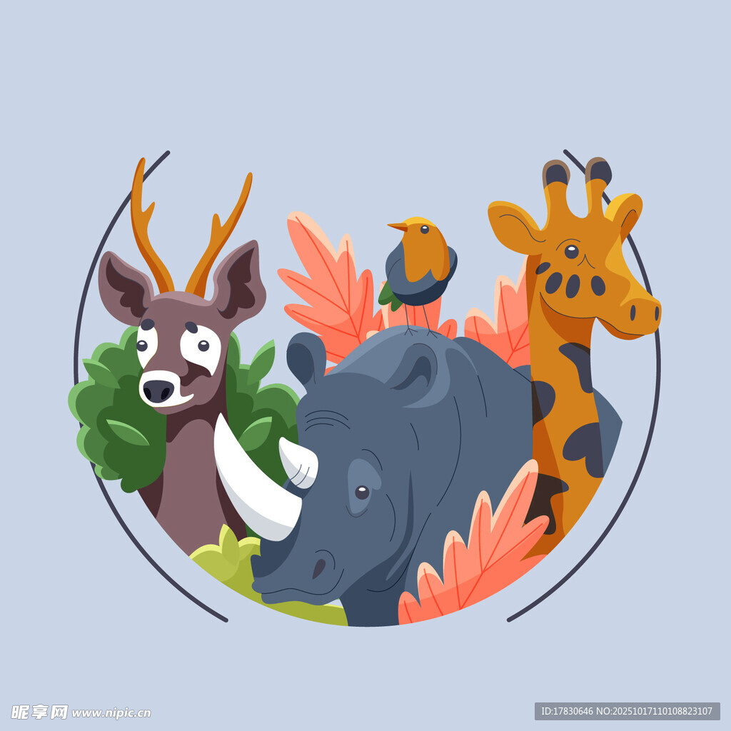 可爱野生动物欢聚一堂