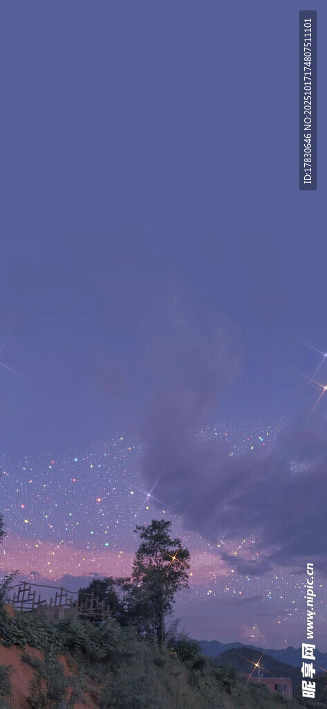 黄昏时分的美丽山景