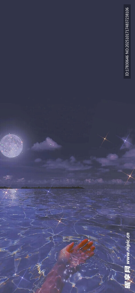 梦幻夜空下的静谧海面