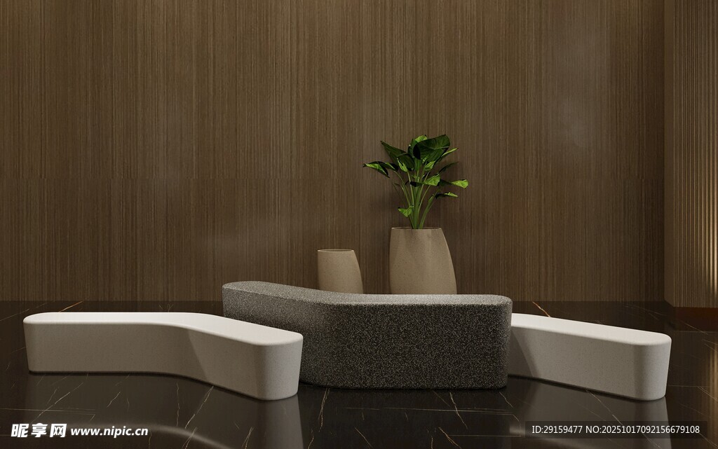 简约室内沙发绿植场景