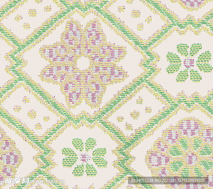 复古花卉几何图案纹理