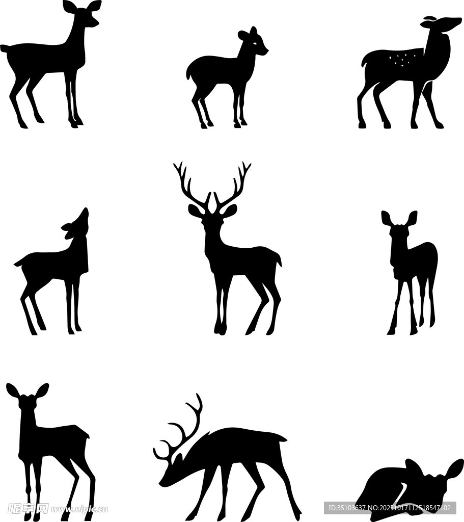 多样鹿类剪影图案
