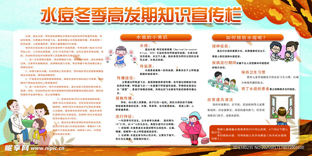 水痘冬季高发期知识宣传栏