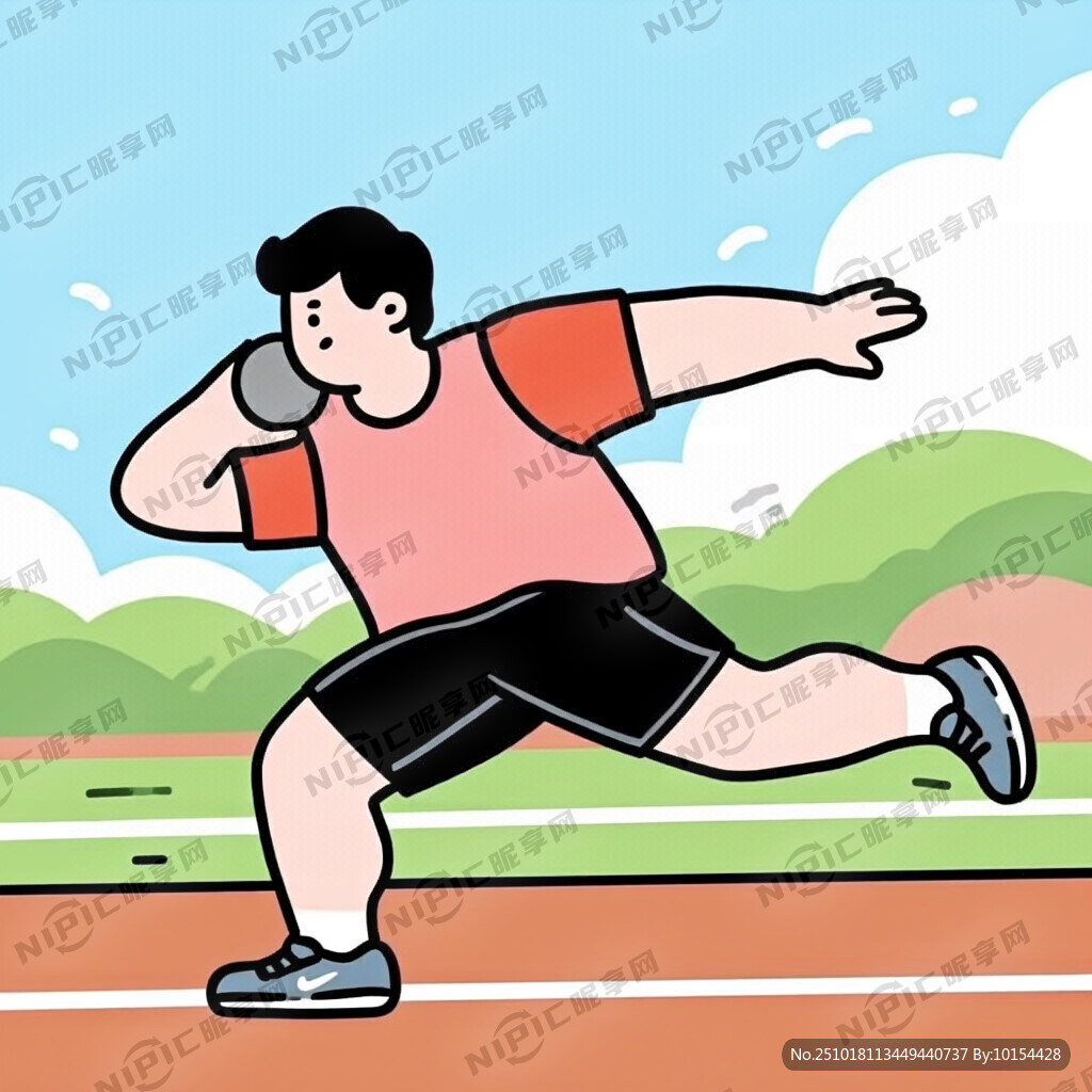 实心球比赛动作人物插画