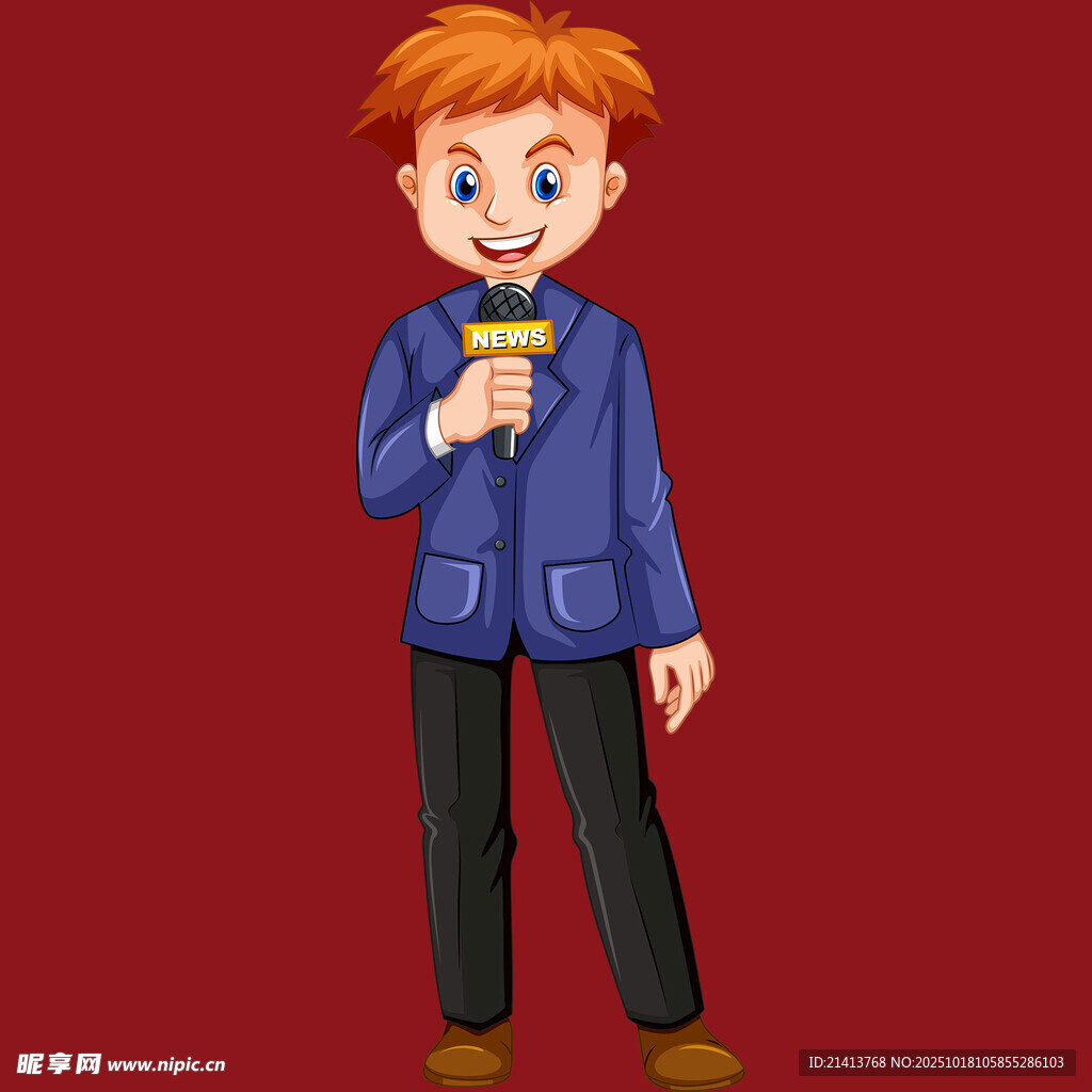 男孩手持话筒准备演讲