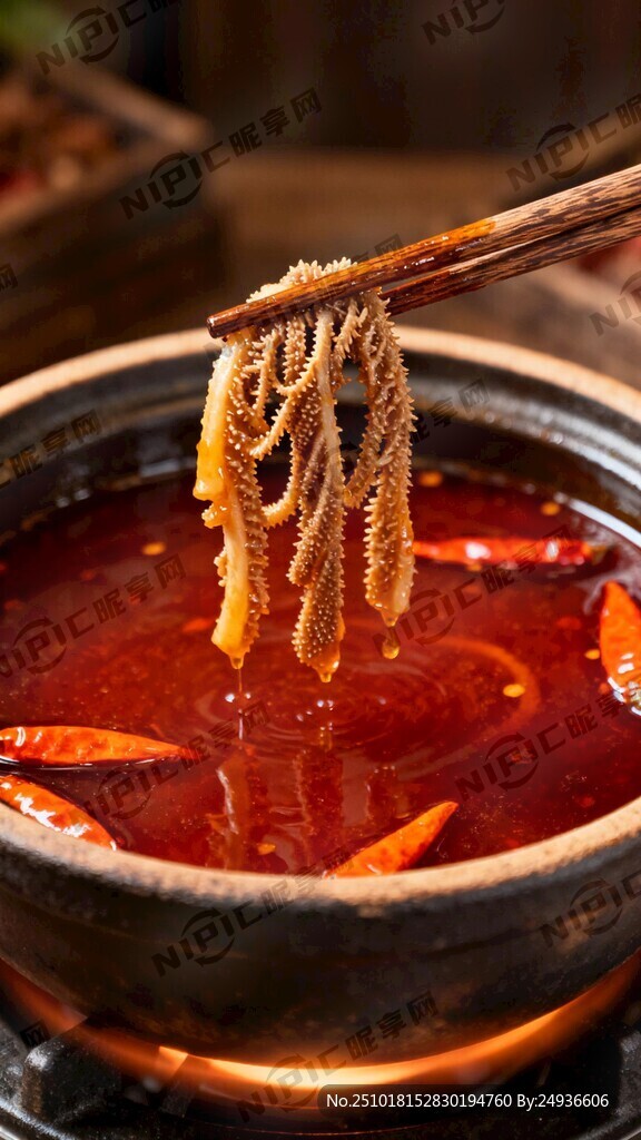 火锅涮牛肚 带配景 红汤