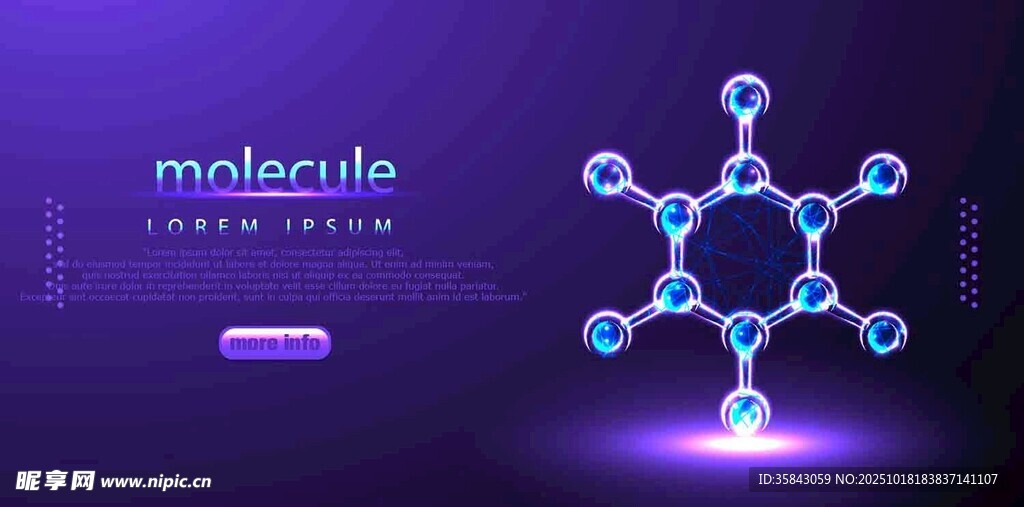紫色背景下的甲烷分子结构