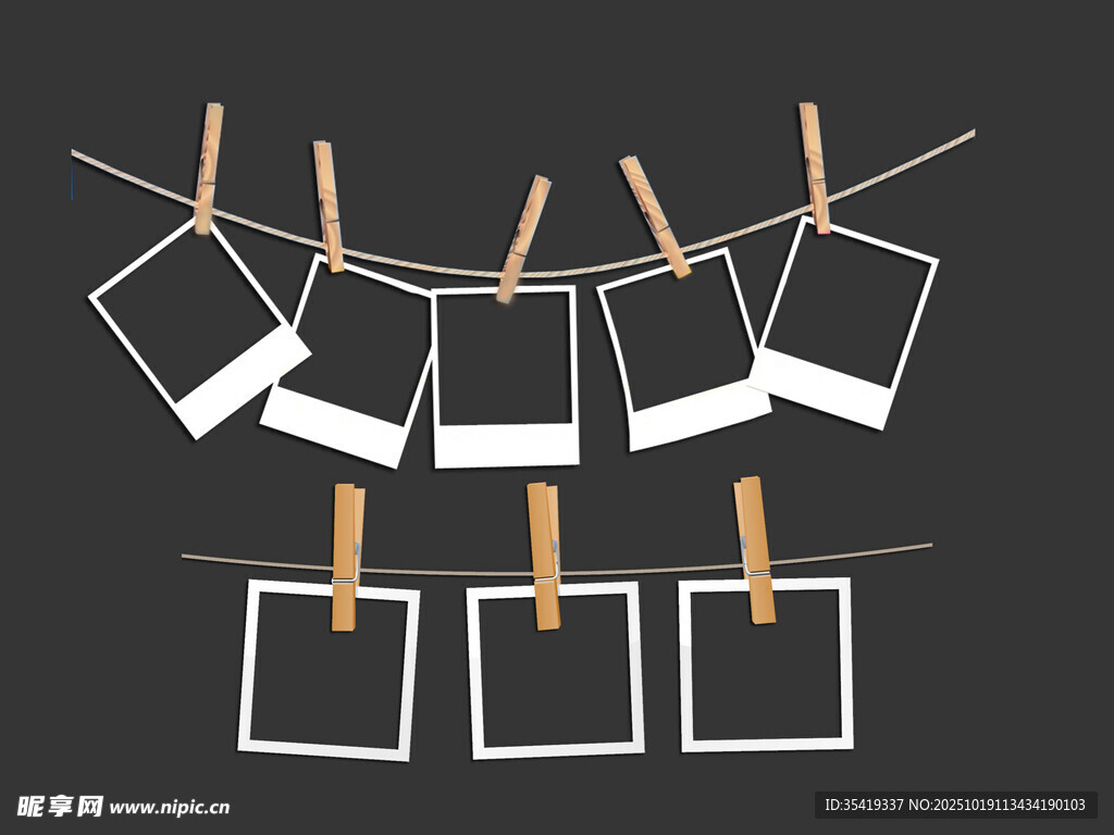 悬挂的空白照片框架