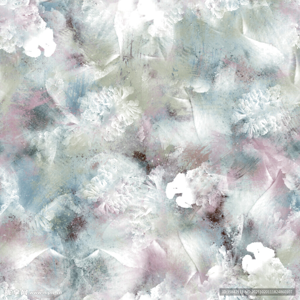 梦幻水彩花卉纹理图案