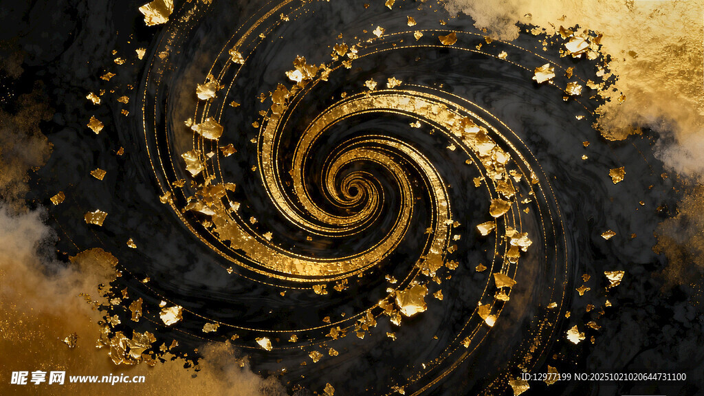 黑金旋涡抽象艺术图案
