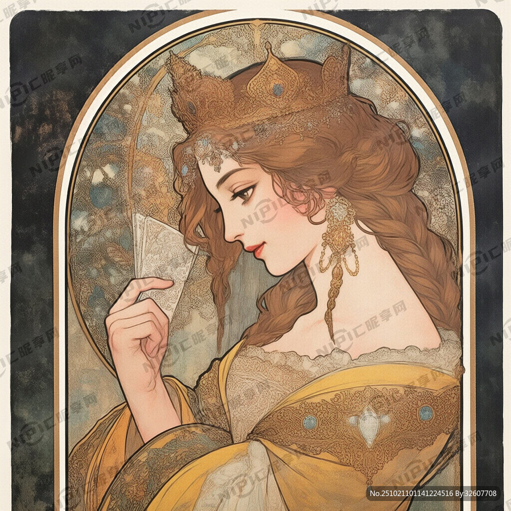 王后  阿尔丰斯·穆夏 塔罗牌