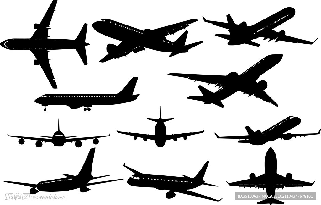 各式飞机剪影集合