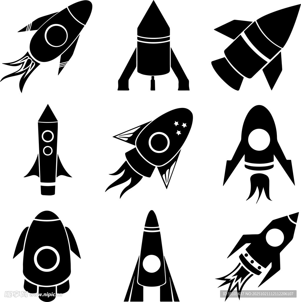 多样火箭图标集合