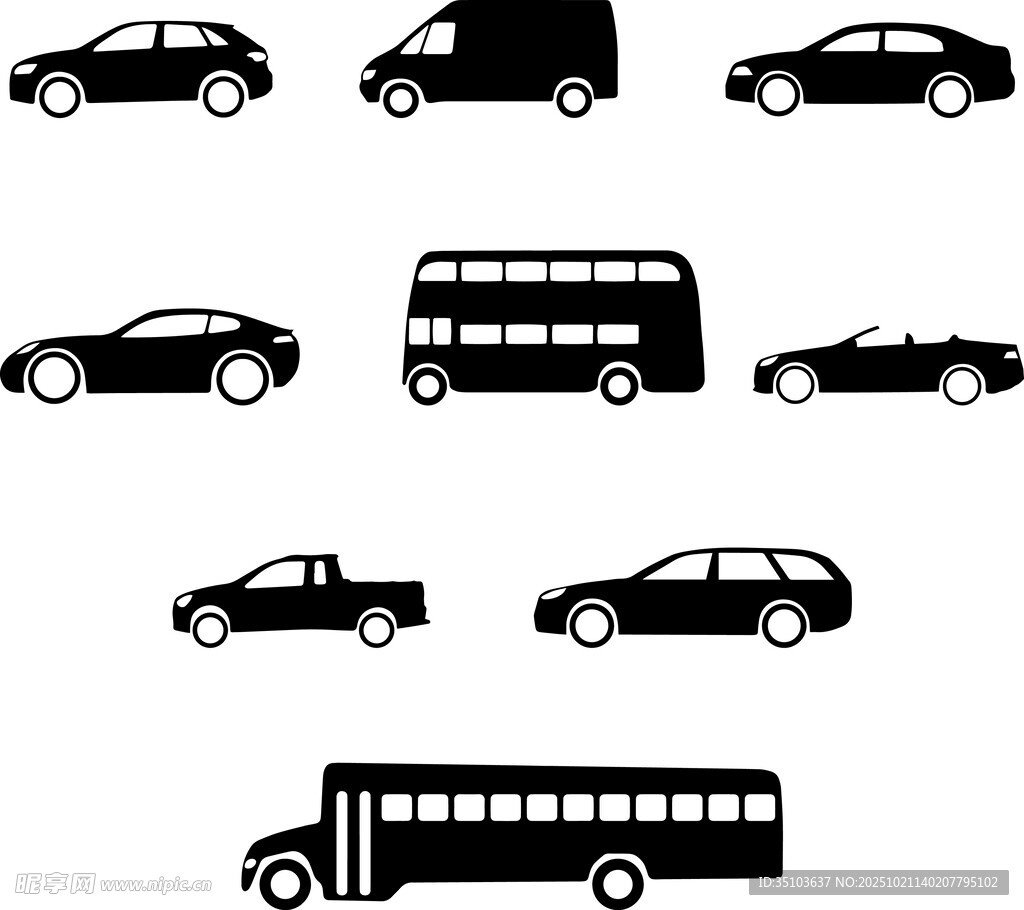 多种车辆剪影集合