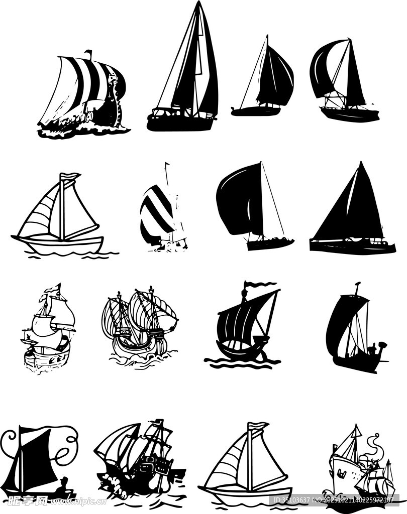 帆船图案集合