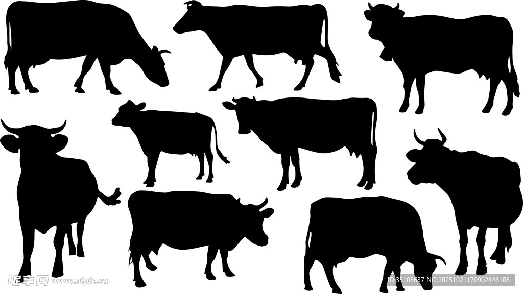牛群剪影集合