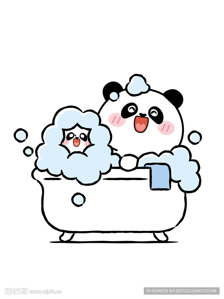 熊猫宝宝快乐洗澡时刻