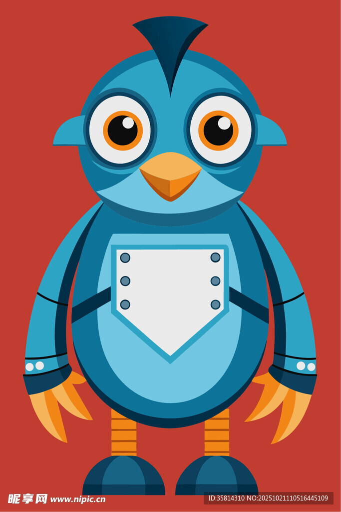 蓝色卡通小鸟形象设计