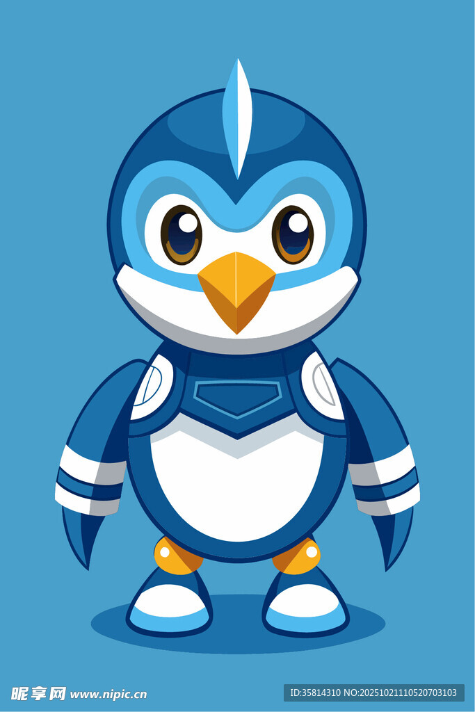 可爱蓝色企鹅卡通形象