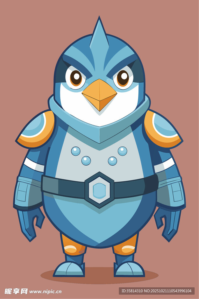蓝色机械风企鹅卡通形象