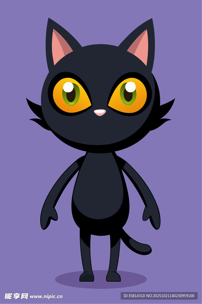 可爱黑猫卡通形象