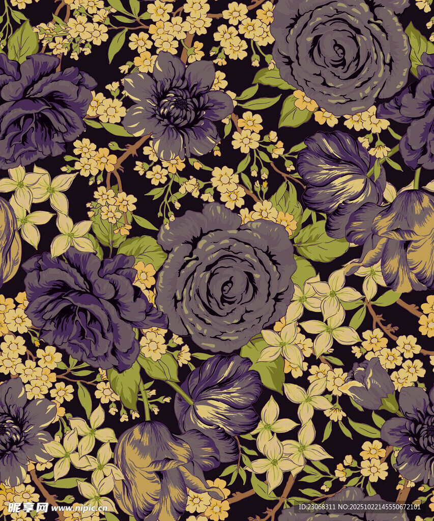 紫色花卉图案背景纹理