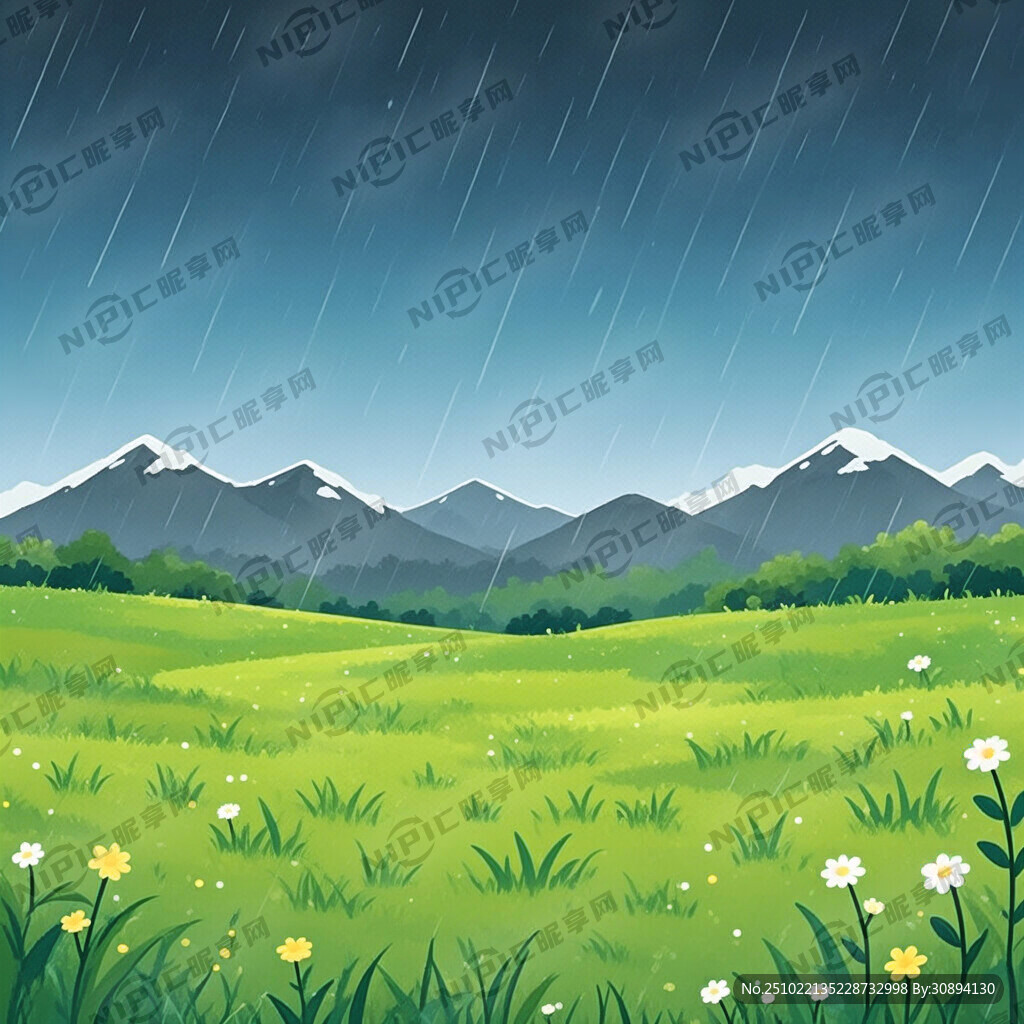 卡通细雨平原