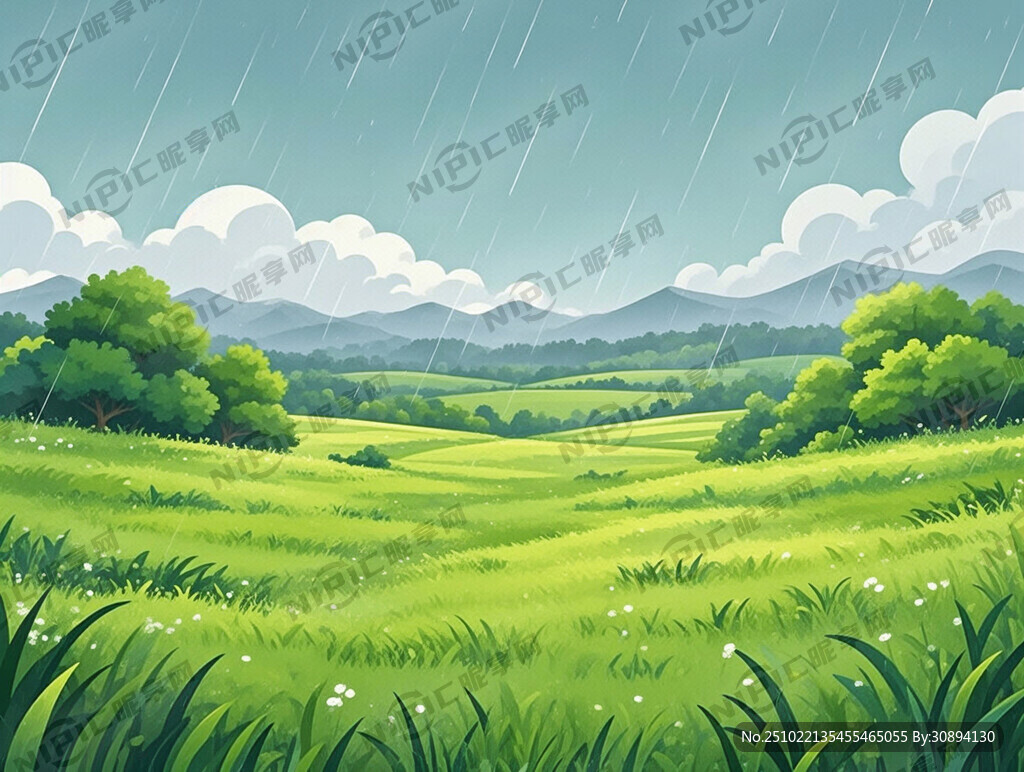 卡通细雨平原